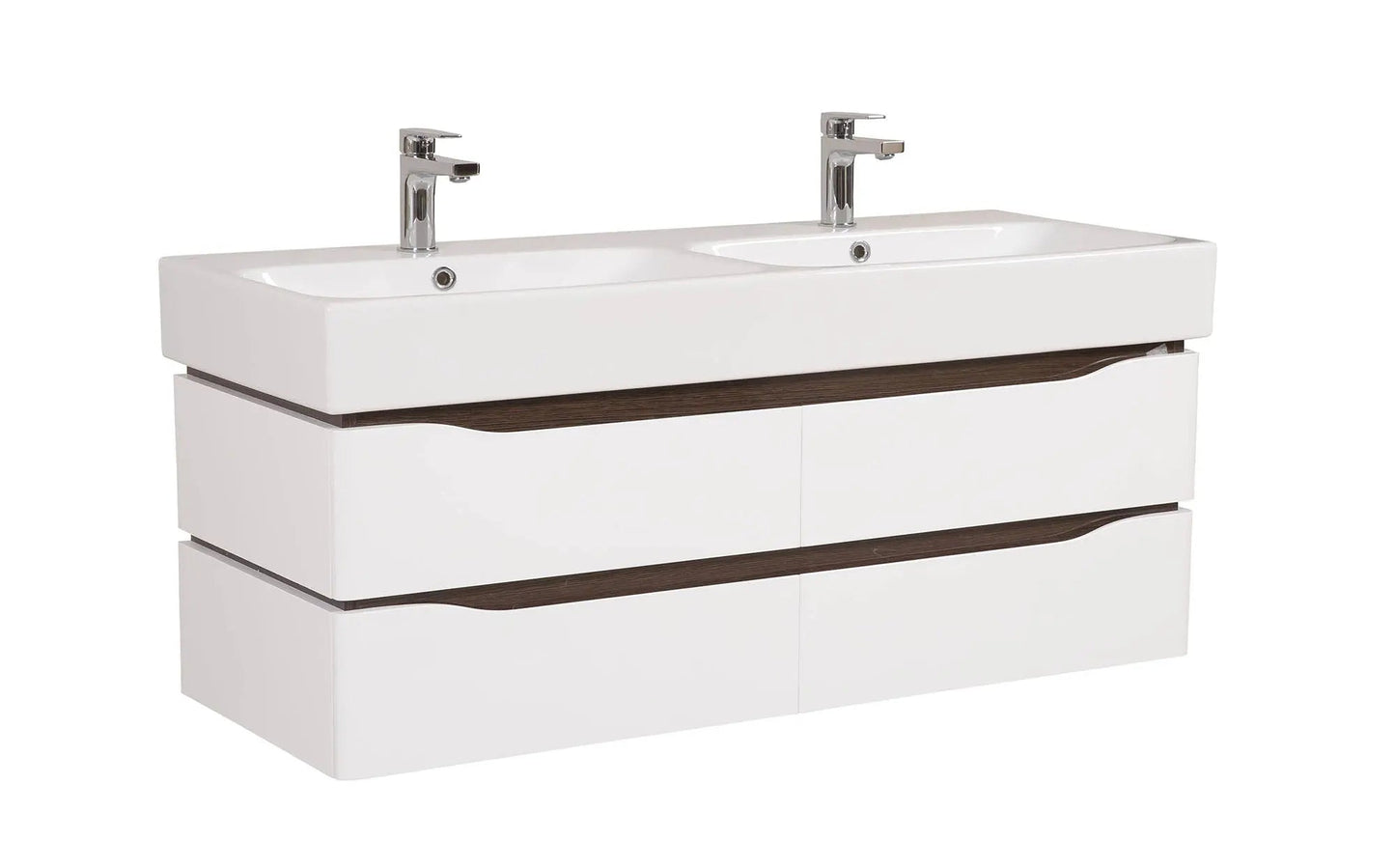 Mobilier de baie  suspendat  Venice , Alb+Wenge (Pinto 2 baterii) Aqua Rodos