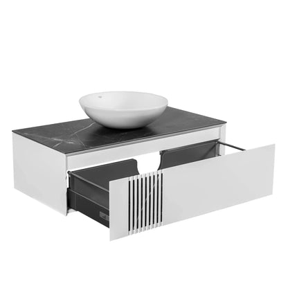 Mobilier de baie suspendat Manhattan (Zero), Alb Aqua Rodos