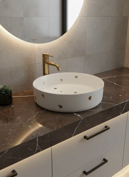Waschbecken Terrazzo Weiß – Aufsatzwaschbecken A524-DC01