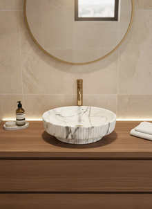 Rundes Keramikwaschbecken – marmoriertes Design (A746-P818M)