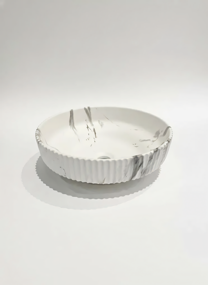 Rundes Keramikwaschbecken – marmoriertes Design (A746-P818M)