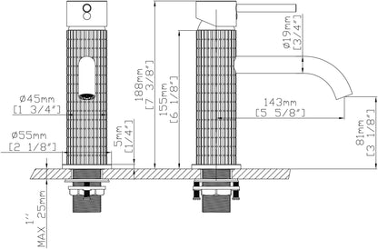 Waschbeckenarmatur Schwarz Matt – gerillte Struktur, modernes Design