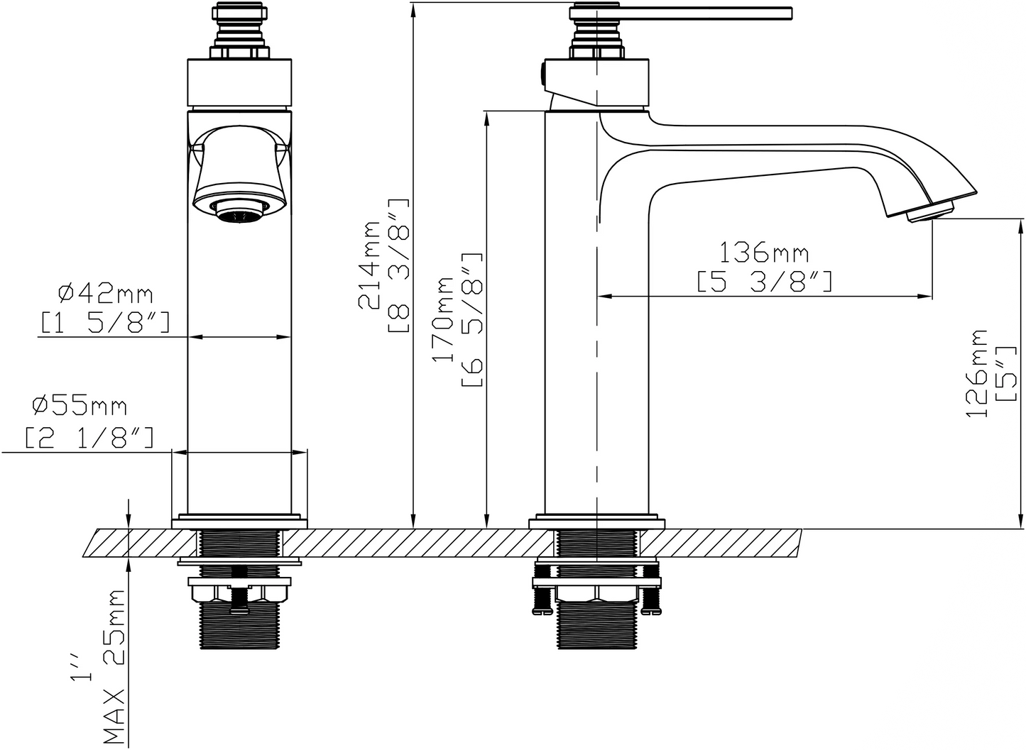 Waschbeckenarmatur B1006A 01 – klassisches Design mit Stufenhebel