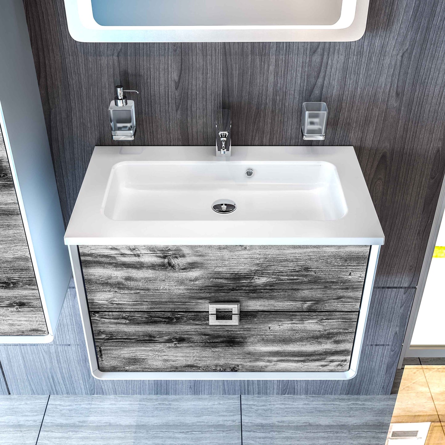 Mobilier de baie suspendat Aurika, Oak Aqua Rodos