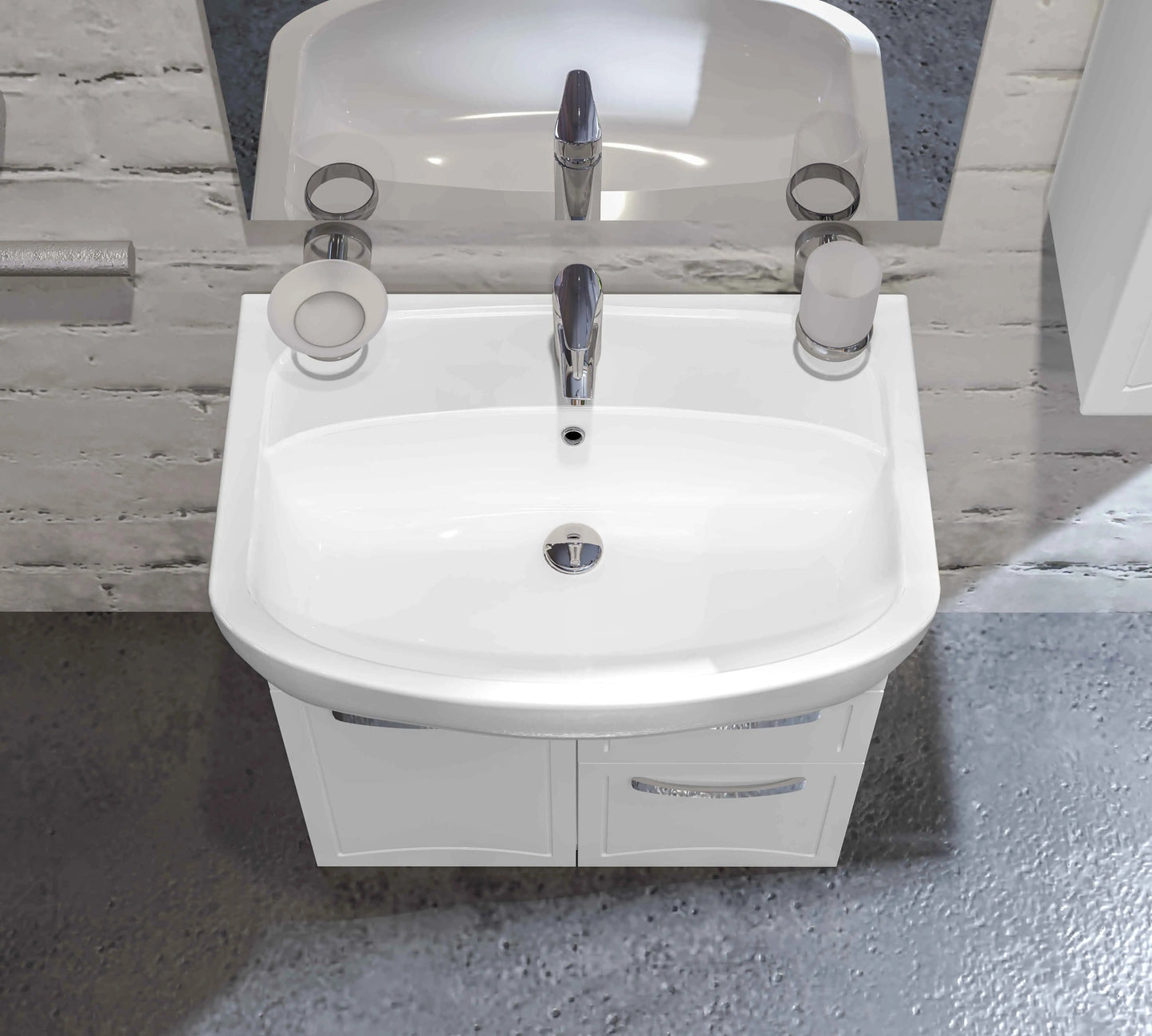 Mobilier de baie pe pardoseală cu sertar Decor, Alb Aqua Rodos