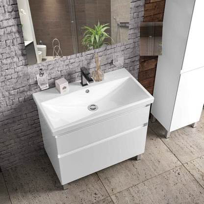 Mobilier de baie pe pardoseala Elite, Alb Mat Aqua Rodos