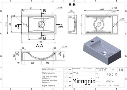 Aufsatzwaschtisch Faro R – Miraggio