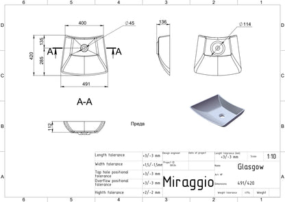Aufsatzwaschtisch Glasgow – Miraggio