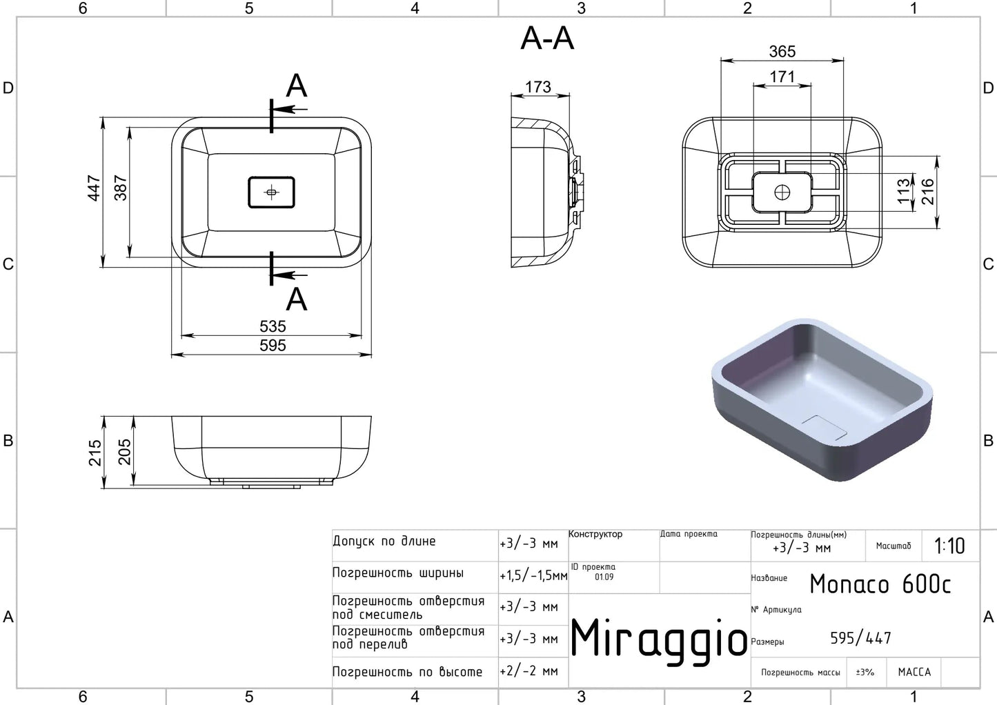 Aufsatzwaschbecken Monaco – Miraggio