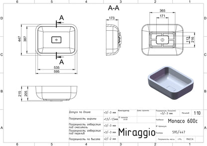 Aufsatzwaschbecken Monaco – Miraggio