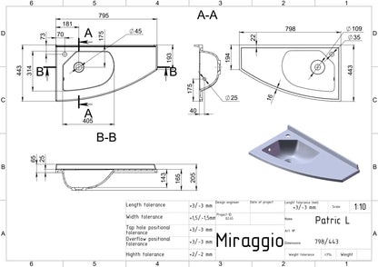 Aufsatzwaschbecken Patric L – Miraggio