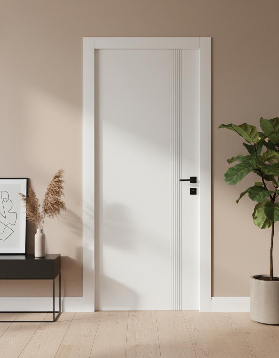 Innentür JY-003 White Mat – komplett ausgestattet, mit verstellbarer Zarge Schlichtes, sauberes und modernes Design – die ideale Wahl für helle Räume