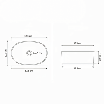 Ovales Keramikwaschbecken A509 – minimalistisches Design in Weiß