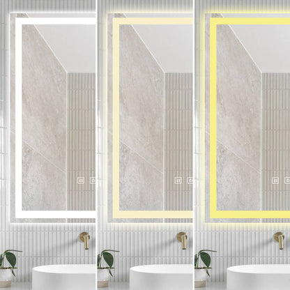 LED Badezimmerspiegel 60x80 cm Rechteckig – 3 Lichtfarben, Anti-Beschlag & Touch