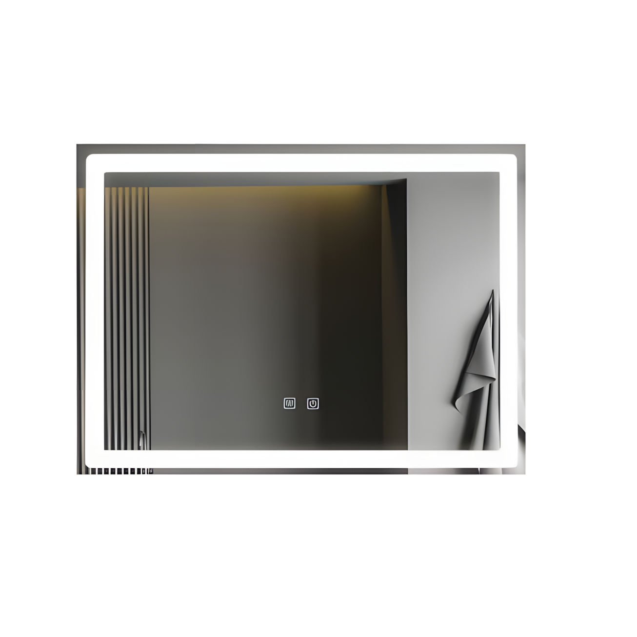 Badezimmerspiegel LED H103 rechteckig mit 3 Lichtfarben, Anti-Beschlag und Touch-Steuerung