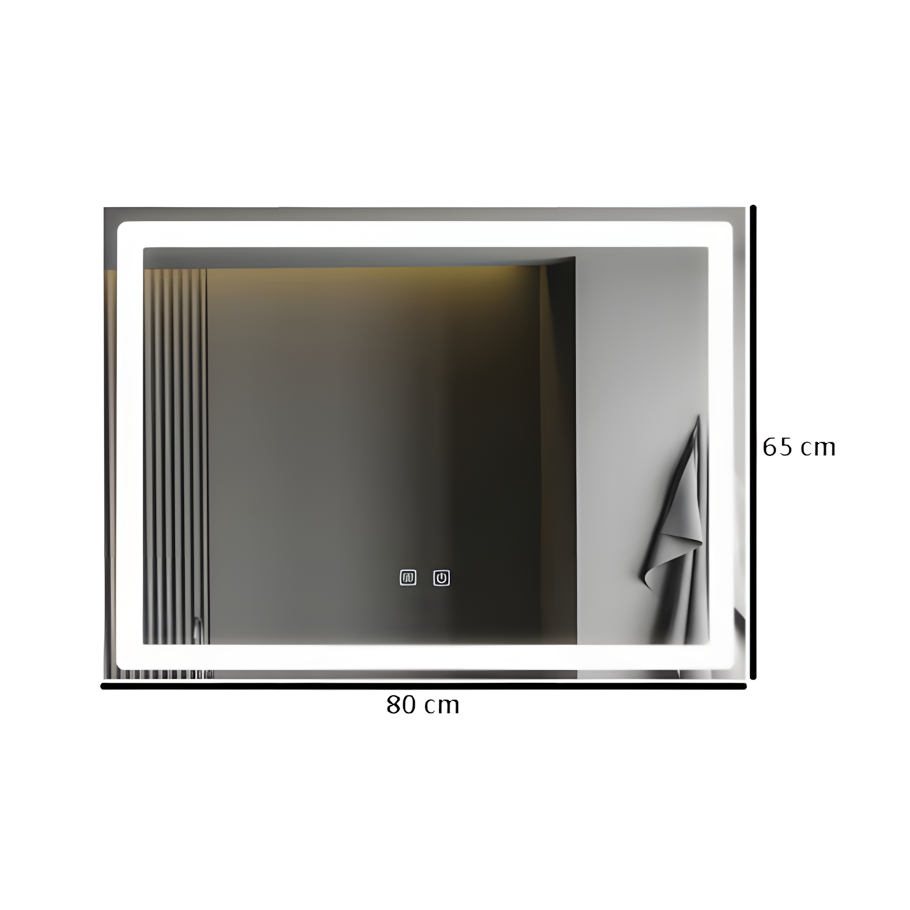 Badezimmerspiegel LED H103 rechteckig mit 3 Lichtfarben, Anti-Beschlag und Touch-Steuerung