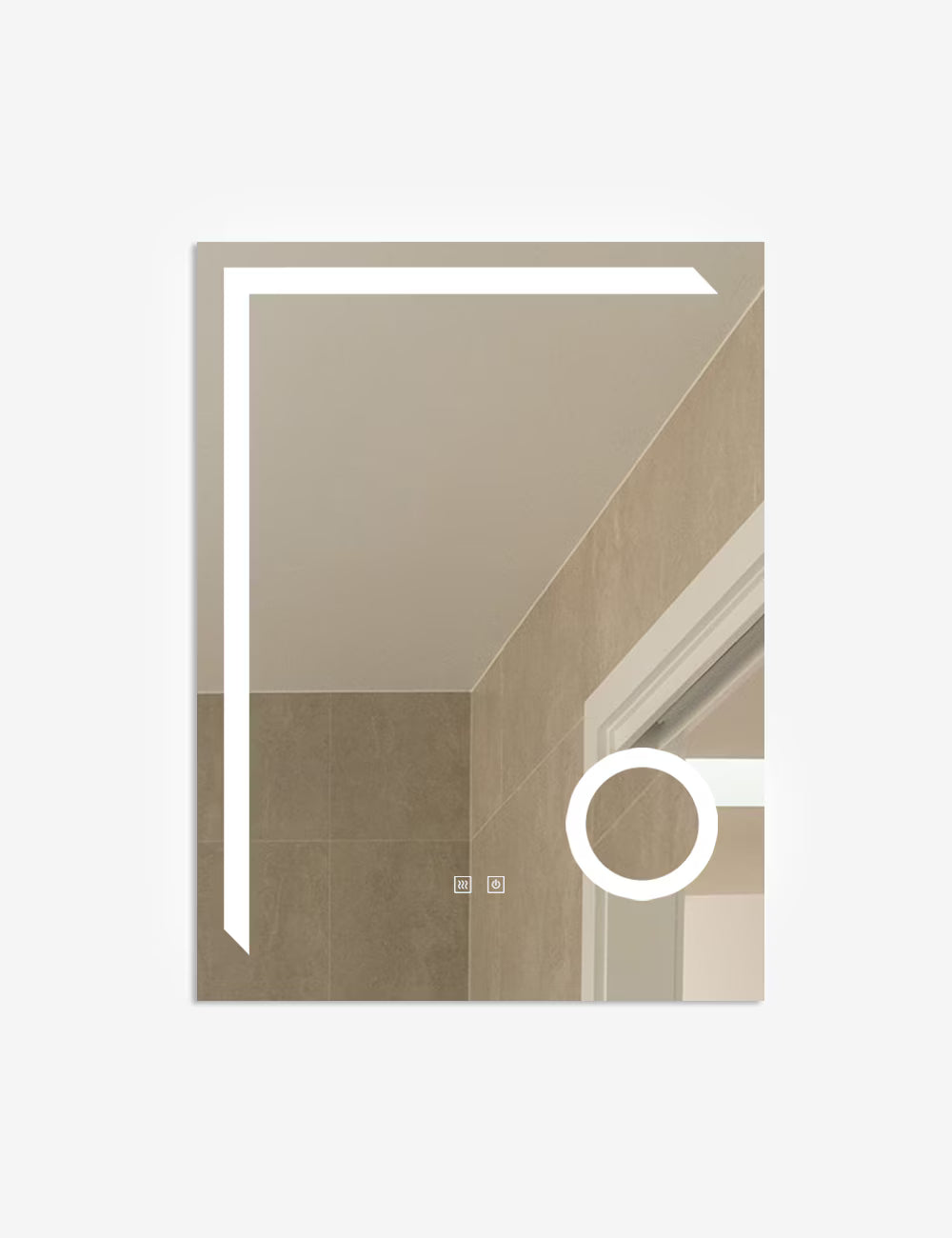 LED-Badspiegel H-1041B mit Kosmetiklupe, 3 Lichtfarben, Antibeschlag und Touch-Control