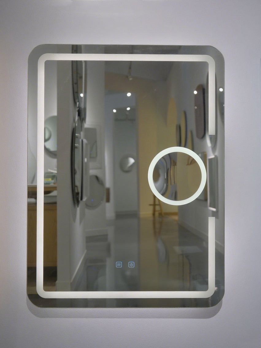 LED Badezimmerspiegel 60x80 cm mit Kosmetikspiegel – Anti-Beschlag, Touch & 3 Lichtfarben