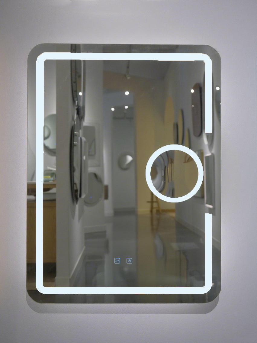 LED Badezimmerspiegel 60x80 cm mit Kosmetikspiegel – Anti-Beschlag, Touch & 3 Lichtfarben