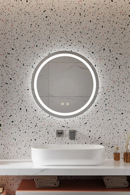 Runder LED-Badezimmerspiegel H105 mit 3 Lichtfarben, Anti-Beschlag und Touch-Steuerung