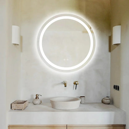 Runder LED-Badezimmerspiegel H105 mit 3 Lichtfarben, Anti-Beschlag und Touch-Steuerung