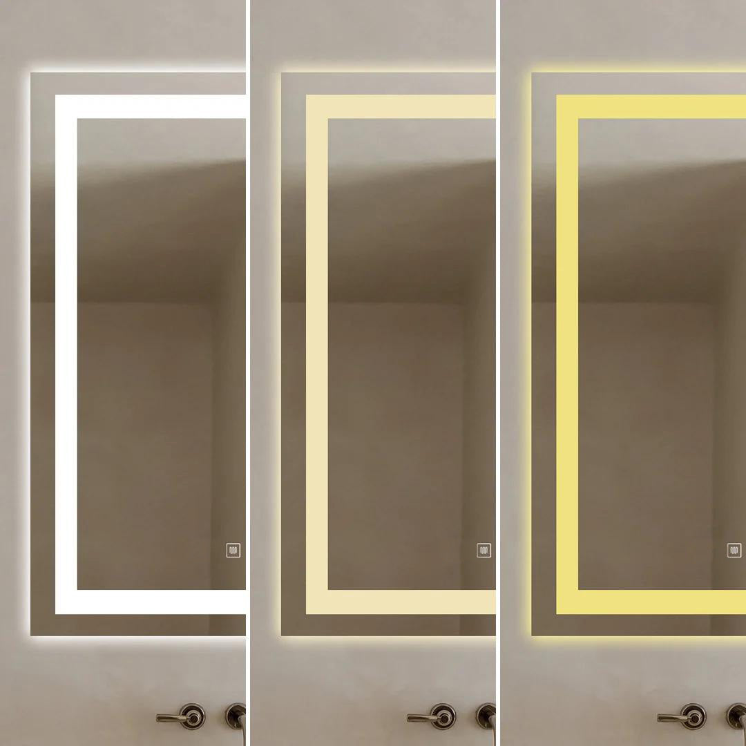 Rechteckiger LED-Badezimmerspiegel H109 mit 3 Lichtfarben, Anti-Beschlag und Touch-Steuerung