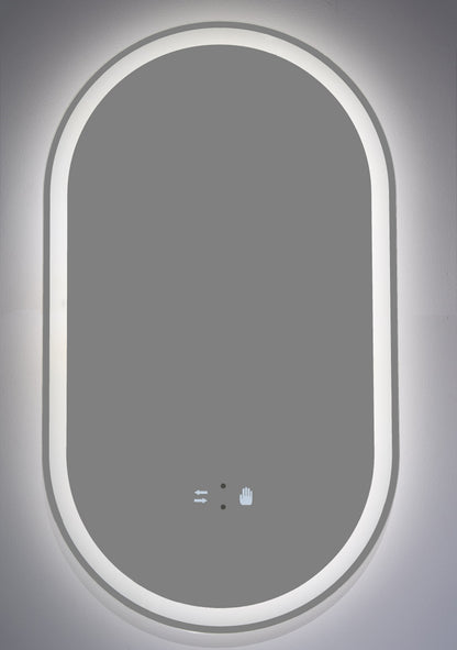 Badezimmerspiegel LED H120 oval mit 3 Lichtfarben, IR-Sensor und Anti-Beschlag