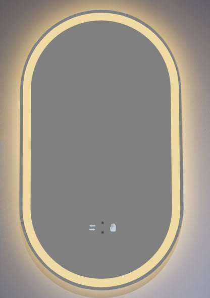 Badezimmerspiegel LED H120 oval mit 3 Lichtfarben, IR-Sensor und Anti-Beschlag