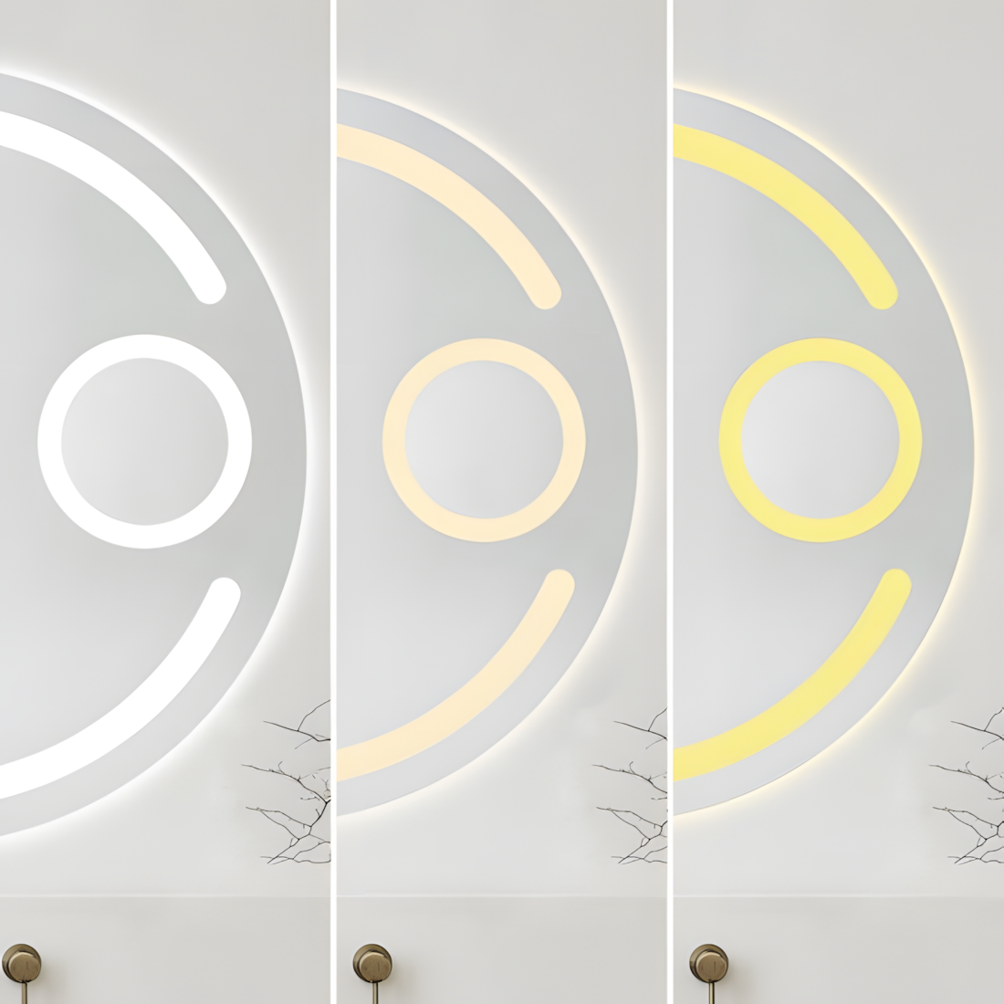 Runder LED-Badezimmerspiegel H13 mit 3 Lichtfarben, Anti-Beschlag, Touch-Steuerung und integriertem Kosmetikspiegel