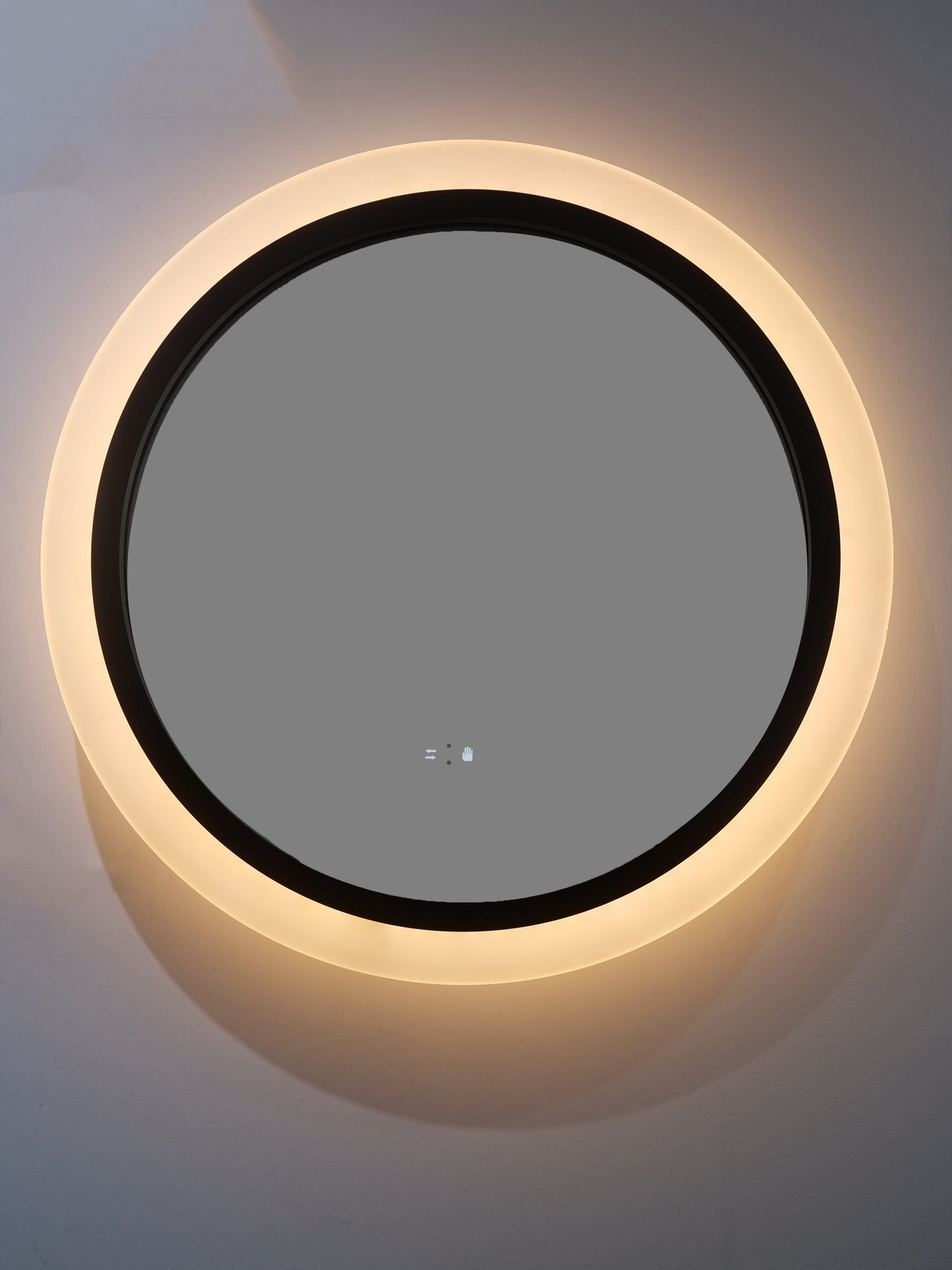 Runder LED Badezimmerspiegel Ø60 cm Schwarz – Touch, Sensor, Anti-Beschlag & 3 Lichtfarben