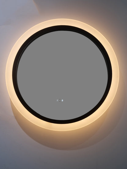 Runder LED Badezimmerspiegel Ø60 cm Schwarz – Touch, Sensor, Anti-Beschlag & 3 Lichtfarben