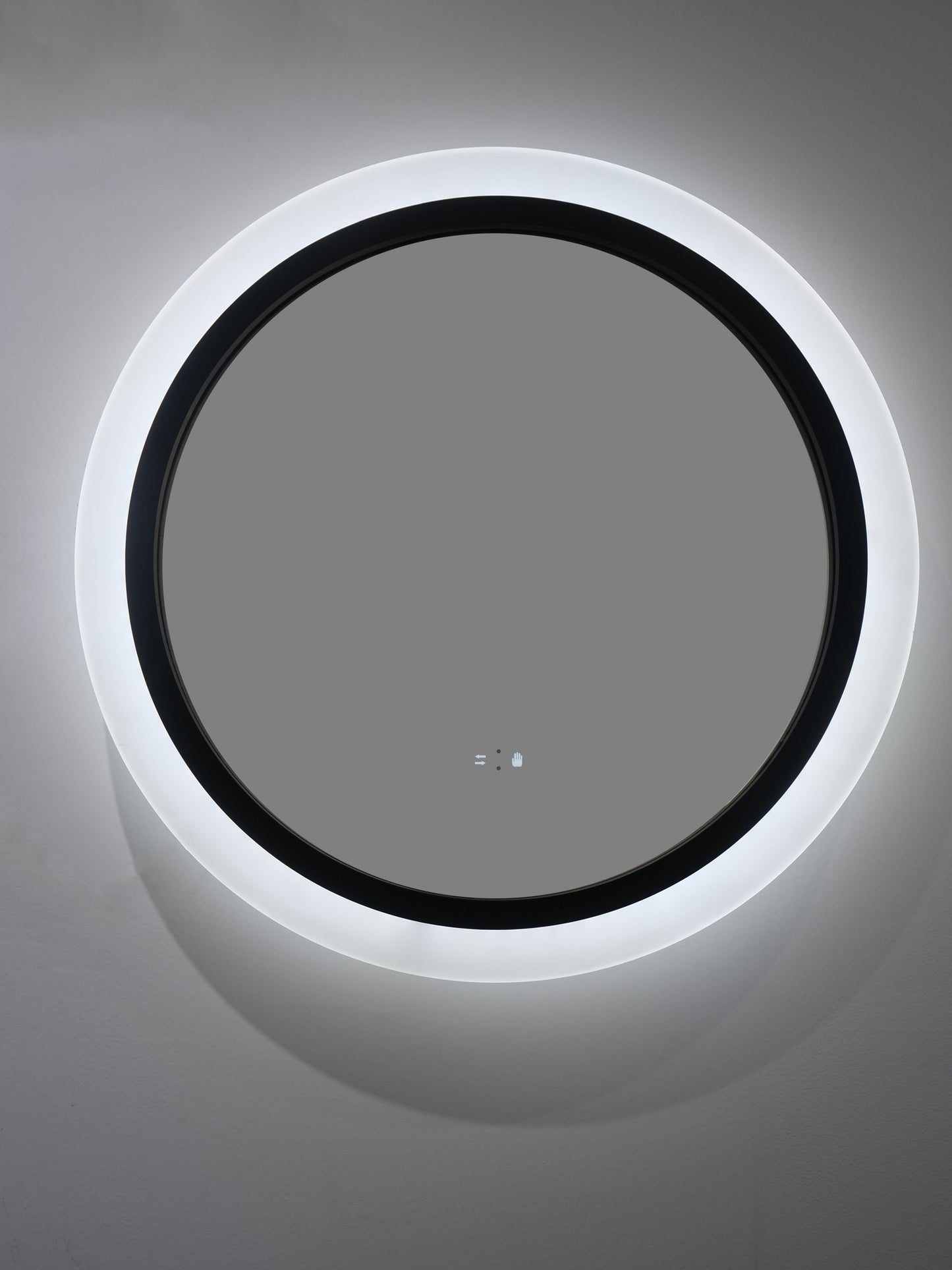 Runder LED Badezimmerspiegel Ø60 cm Schwarz – Touch, Sensor, Anti-Beschlag & 3 Lichtfarben