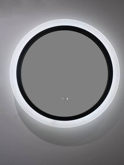 Runder LED Badezimmerspiegel Ø60 cm Schwarz – Touch, Sensor, Anti-Beschlag & 3 Lichtfarben