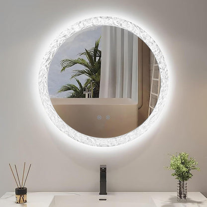 Runder LED Badezimmerspiegel Ø60/80 cm mit Acrylrahmen – 3 Lichtfarben, Anti-Beschlag & Touch