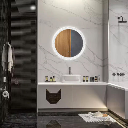 Runder LED Badezimmerspiegel Ø60/80 cm mit Acrylrahmen – 3 Lichtfarben, Anti-Beschlag & Touch