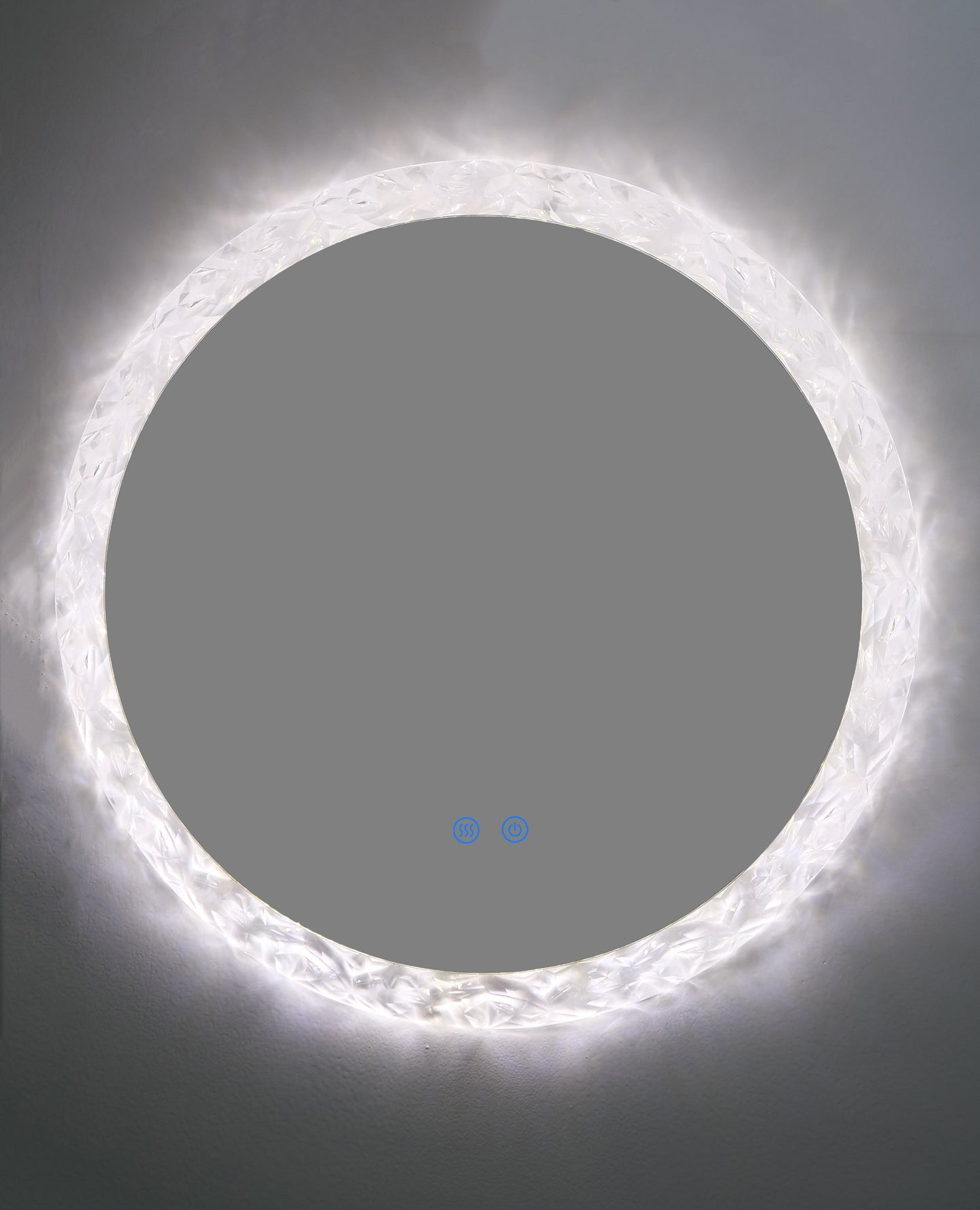 Runder LED Badezimmerspiegel Ø60/80 cm mit Acrylrahmen – 3 Lichtfarben, Anti-Beschlag & Touch