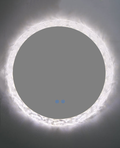 Runder LED Badezimmerspiegel Ø60/80 cm mit Acrylrahmen – 3 Lichtfarben, Anti-Beschlag & Touch