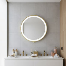 LED-Badezimmerspiegel H-2083 mit goldenem Aluminiumrahmen und Touch-Sensor