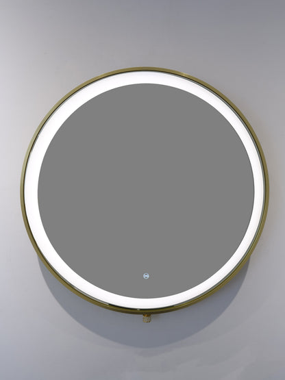 LED-Badezimmerspiegel H-2083 mit goldenem Aluminiumrahmen und Touch-Sensor