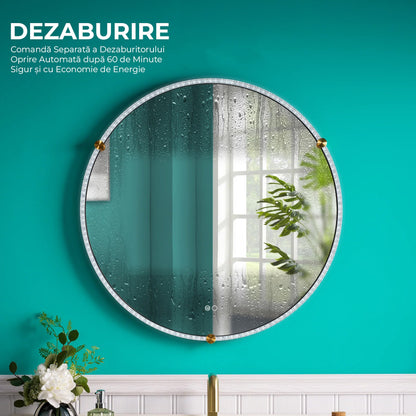 Runder LED-Badezimmerspiegel H 2087 mit Anti-Beschlag und Acryl-Metall-Rahmen