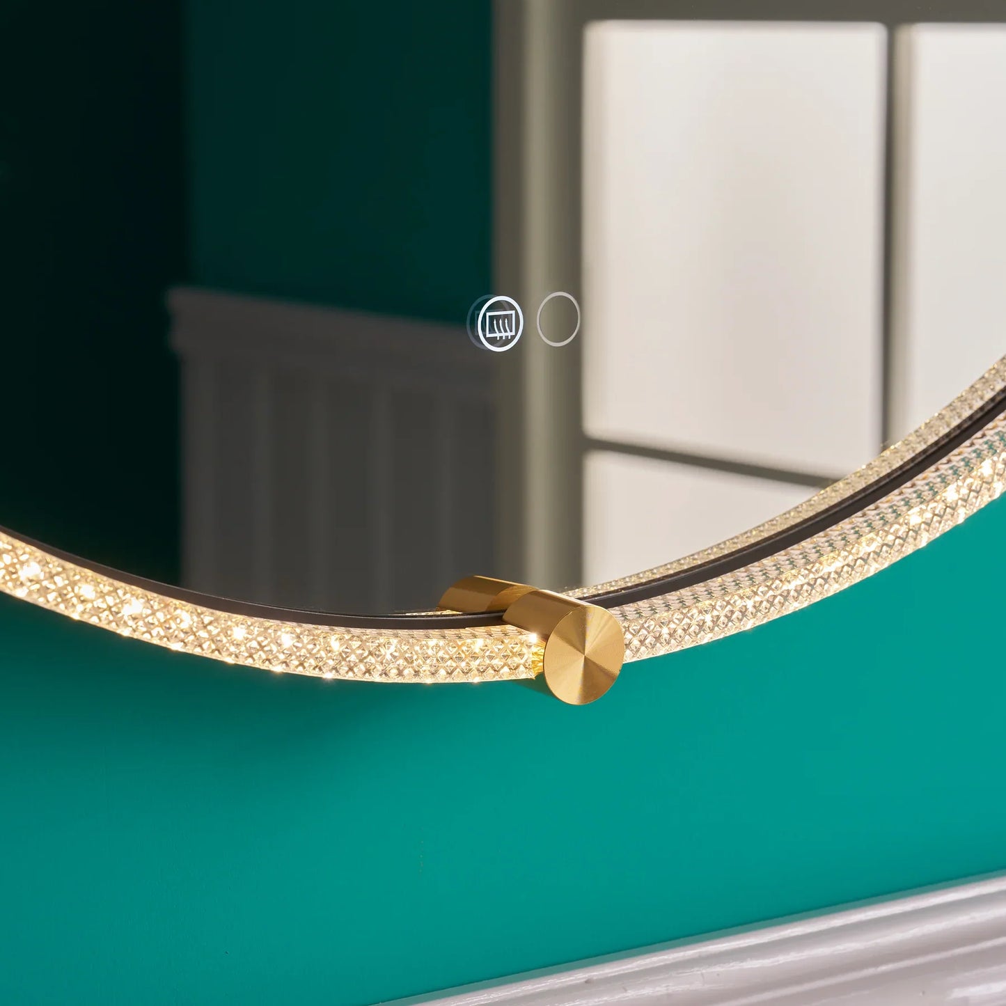 Runder LED-Badezimmerspiegel H 2087 mit Anti-Beschlag und Acryl-Metall-Rahmen