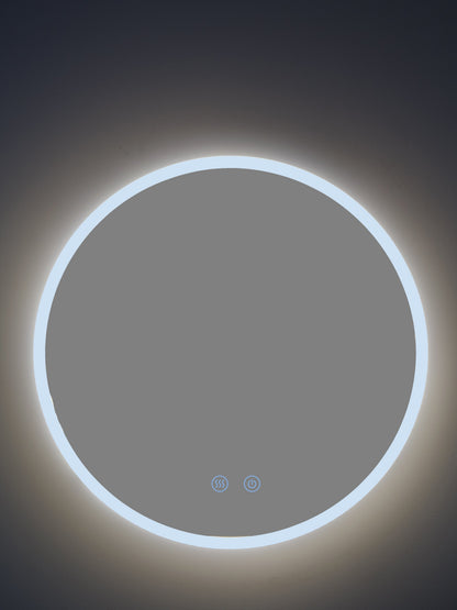 Runder LED Badezimmerspiegel H-2112 mit Acrylrahmen – Ø50 cm, 3 Lichtfarben, Anti-Beschlag, Touch