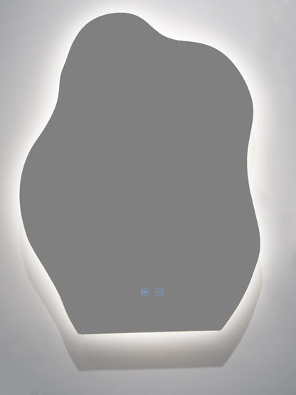 LED Badezimmerspiegel 60x80 cm – Unregelmäßige Form, 3 Lichtfarben, Anti-Beschlag & Touch