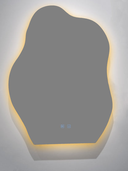 LED Badezimmerspiegel 60x80 cm – Unregelmäßige Form, 3 Lichtfarben, Anti-Beschlag & Touch