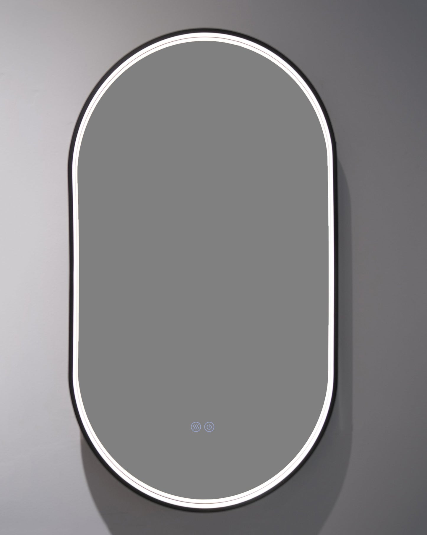 LED-Badezimmerspiegel H-3055 Schwarz mit COB-Lichtband | 3 Lichtfarben & Anti-Beschlag