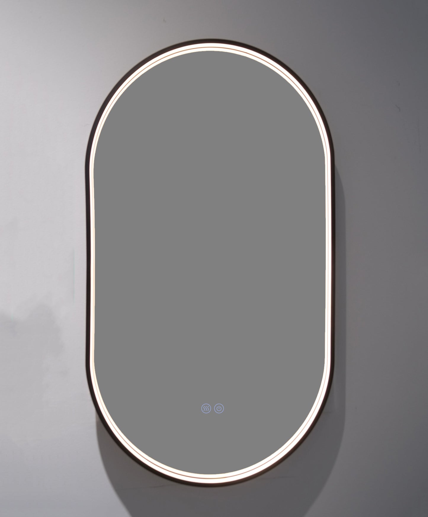 LED-Badezimmerspiegel H-3055 Schwarz mit COB-Lichtband | 3 Lichtfarben & Anti-Beschlag