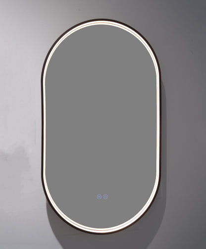 LED-Badezimmerspiegel H-3055 Schwarz mit COB-Lichtband | 3 Lichtfarben & Anti-Beschlag