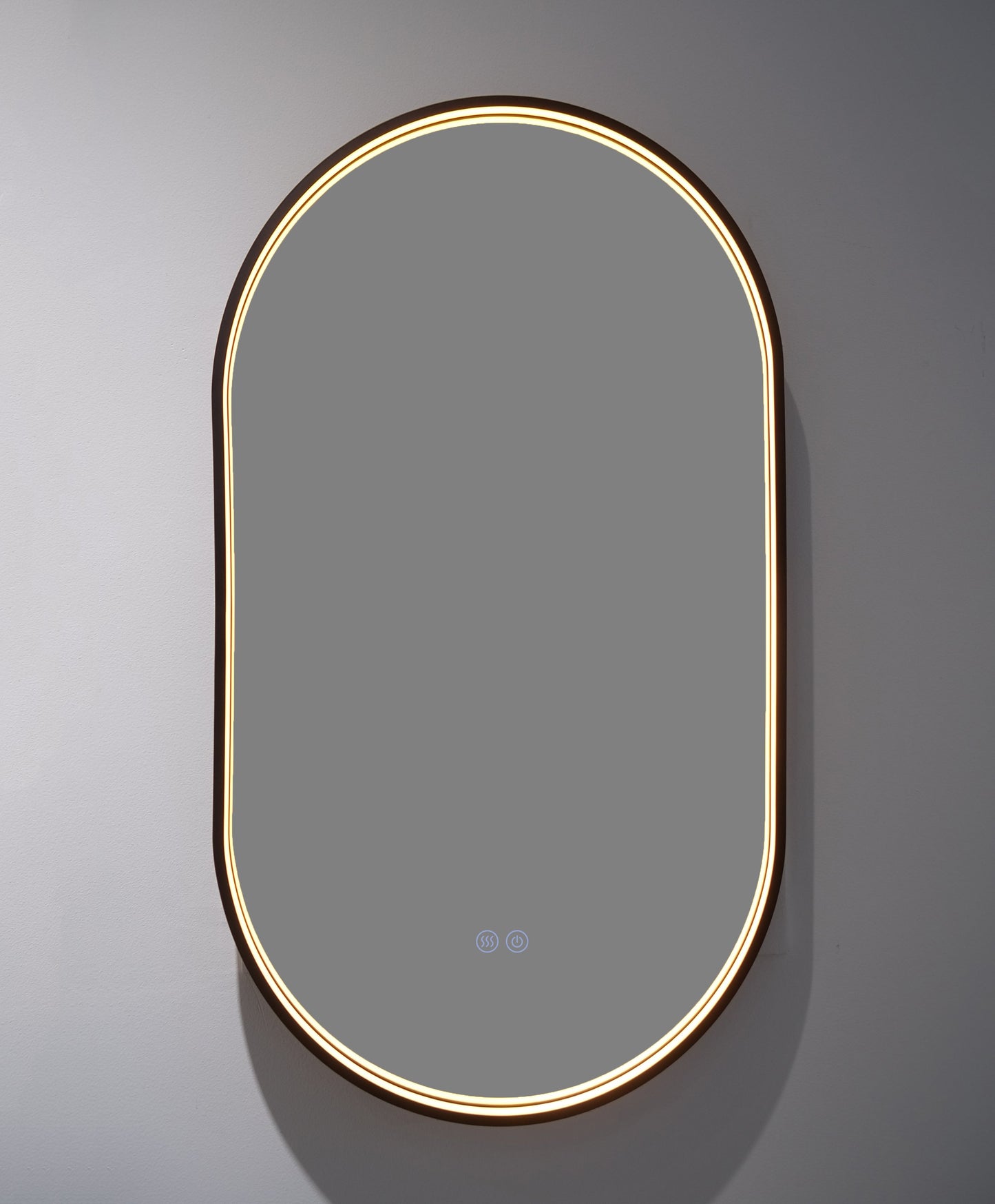 LED-Badezimmerspiegel H-3055 Schwarz mit COB-Lichtband | 3 Lichtfarben & Anti-Beschlag