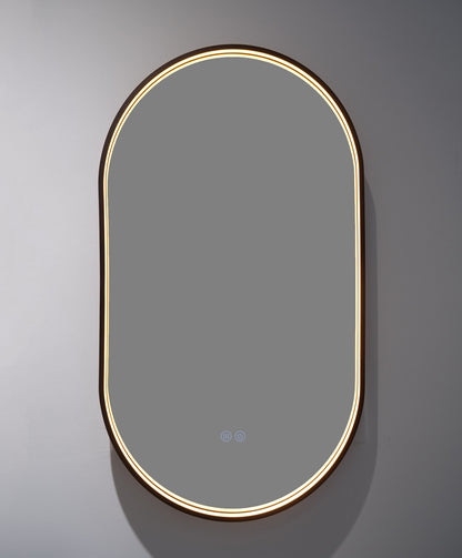 LED-Badezimmerspiegel H-3055 Schwarz mit COB-Lichtband | 3 Lichtfarben & Anti-Beschlag