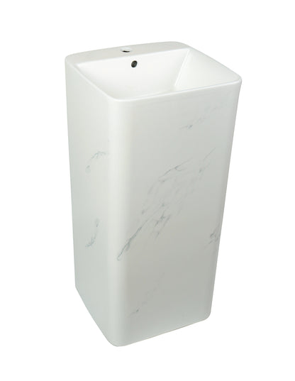 Freistehendes Keramik-Waschbecken H15-CUG01-M – quadratisches Marmordesign